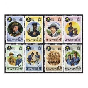 Montserrat 592-595 SPECIMEN,MNH. Girl Guides-50.Lord,Lady Baden Powell.