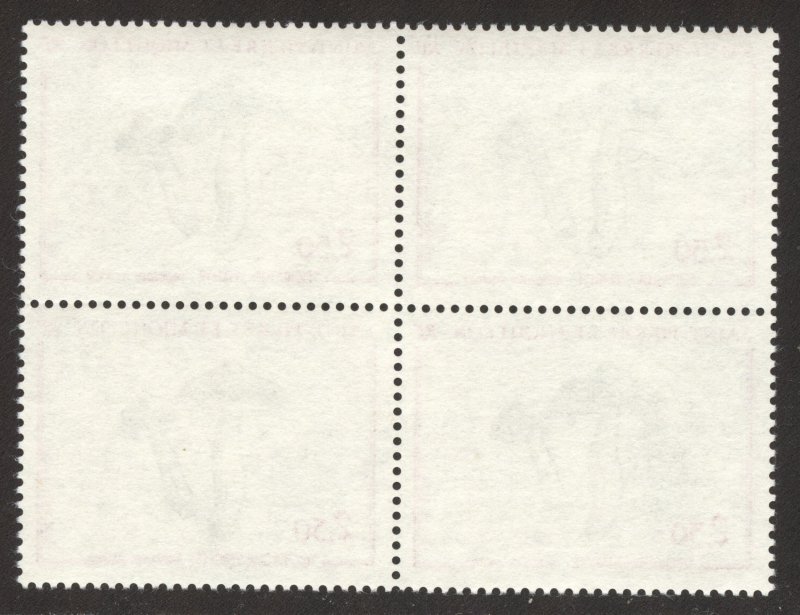 St Pierre & Miquelon Scott 489 MNHOG Block of 4 - 1989 Mushroom - SCV $4.00