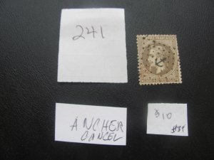 FRANCE 1867 USED SC 34 ANCHER CANCEL VF  (241)