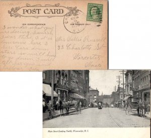 United States Rhode Island Chepachet 1909 duplex  PPC (Main Street (looking N...