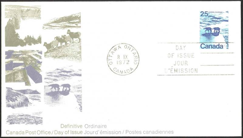 Canada Sc# 597 FDC single 1972 09.08 Polar Bears