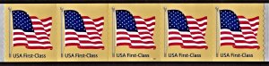 US 4132 MNH VF/XF 41 Cent American Flag PNC # P1111 Strip of 5 Die Cut 9-1/2