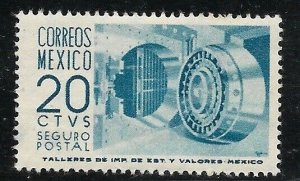 MEXICO 1950 INSURED LETTER STAMP SCOTT G10 20 CENTS BLUE INDUSTRY PRINTER MH