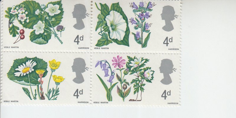 1967 Great Britain Flowers B4  (Scott 488-91) MNH