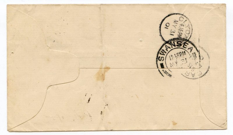 GB 1/2d Blue Green Postal Stationery Envelope Sheffield/Clydebank