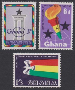 Ghana Birds 2nd Anniversary of Republic 3v 1962 MNH SG#289-291