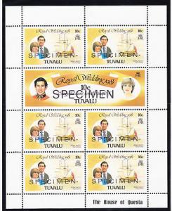 Tuvalu 1981 Royal Wedding Sheetlets Specimen MNH