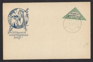 ESTONIA 1928 20m AIRMAIL TRIANGLE on EASTER CARD Girl with Colored Eggs Sc C17