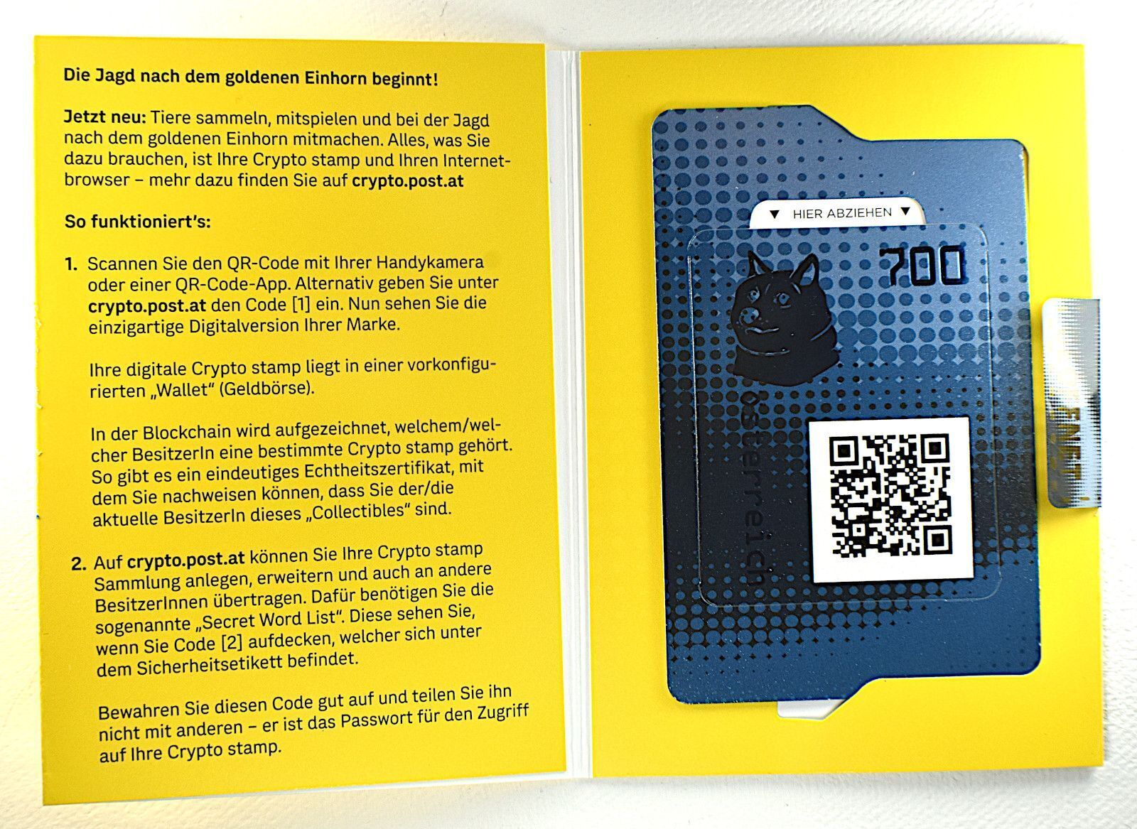 Digitale Briefmarke NFT Österreichische Post Crypto Stamp 2.0 Panda -  Ungeöffnet & Versiegelt 25 Euro Niob Digitalisierung