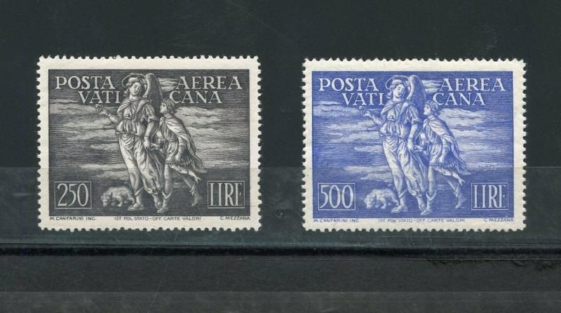 VATICAN 1949  RAPHAEL& TOBIAS AIRMAILS  SCOTT#C16/17 MINT NEVER HINGED