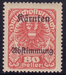 Austria, 1920, Overprinted Kärnten Abstimmung, 80h, MNH