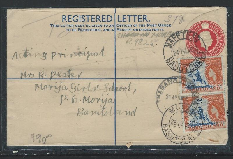 BASUTOLAND (P0912B) KGVI 4D  RLE 1956  UPRATED QEII 2DX2 MAFETENG TO MORIJA