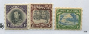 Cook Islands KGVI  1938 1/ to 3/ mint o.g. hinged