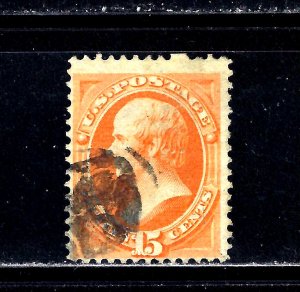 #163 US 15 CENT YELLOW ORANGE WEBSTER-USED-N/G-FINE-VF