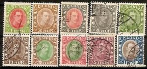 ICELAND 176-85 USED 1931-33 CHRISTIAN DEFINITIVES
