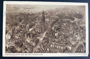 1936 Germany Hindenburg Zeppelin LZ 129 Airmail RPPC Postcard Cover City View