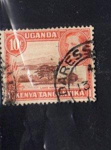 KENYA,UGANDA&TANZANIA #69 1938 10c KING GEORGE V & LAKE NAIVASHA F-VF USED a