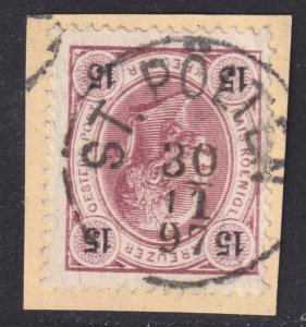 Austria - 1890 - Scott #57 - used on piece - ST. PÖLTEN pmk