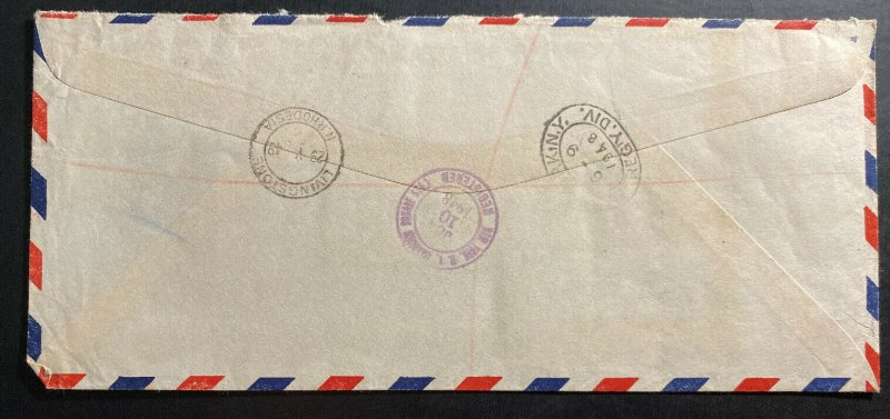 1948 Livingston Northern Rhodesia Registered Cover To New York USA Sc#42-3 