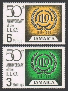 Jamaica 274-275 two sets, MNH. Michel 276-277. ILO, 50th Ann. 1969.