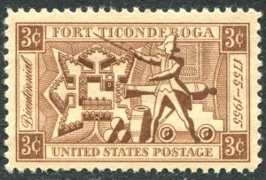 1071 3c Fort Ticonderoga Mint NH OG VF