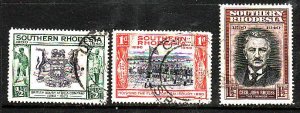 Southern Rhodesia-Sc#56-8-used 1/2p to 1&1/2p-Founding of Southern Rhodesia-1940