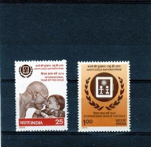 India 1979 INT. YEAR OF THE CHILD GANDHI 2 values Perforated Mint (NH)
