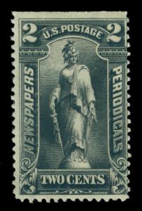 US  1895  NEWSPAPER STAMPS - Statue of Freedom  2c black  Scott# PR103  mint MH