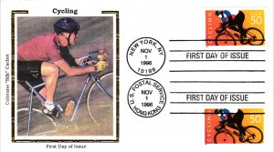 #3119a Cycling DUAL FIRST AND LAST DAY COVER � Colorano Silk Cachet