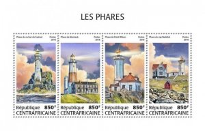 Central Africa - 2018 Lighthouses on Stamps - 4 Stamp Sheet - CA18512a
