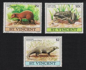 St. Vincent Agouti Giant Toad Langouste Wildlife 3v 1980 MNH SC#608-610