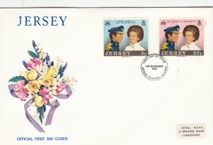 Jersey 1973 Royal wedding,  set of 2 on FDC