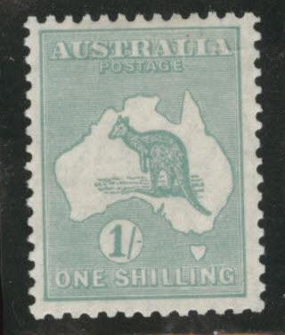 AUSTRALIA Sc #98 Θ  used ONE SHILLING KANGAROO stamp superfleas 