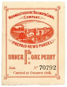 (I.B) Monmouthshire Railway & Canal Company : Newspaper Parcel 1d