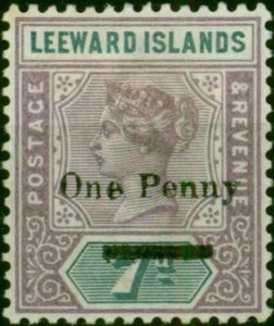 Leeward Islands 1902 1d on 7d Dull Mauve & Slate SG19 Fine MM 