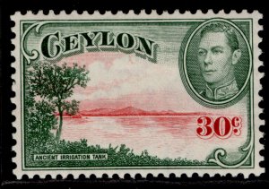 CEYLON GVI SG393b, 30c carmine & green, M MINT. Cat £13. WMK UPRIGHT