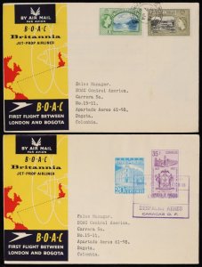 GREAT BRITAIN 1960 London - Bogota First Flight Cover + intermediates & return