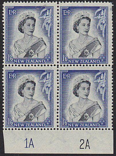 NEW ZEALAND 1953 QE 1/d plate block 1A2A mint - 3 stamps MNH...............7204