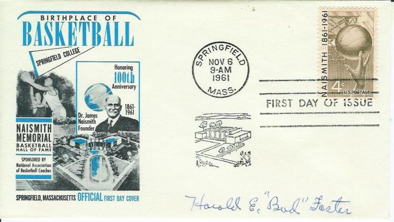 Basketball Hall of Fame 1961 FDC Signed Bud Foster Wisconsin Univ. Oshkosh Stars