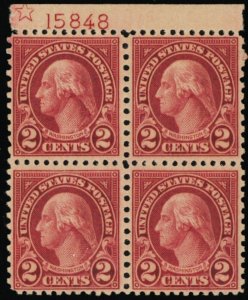 579, Mint VF NH 2¢ Plate Block of Four Cat $900 * Stuart Katz