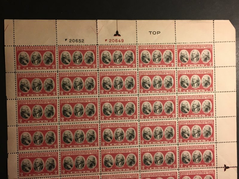 1931 sheet, Yorktown Sc# 703, Second Layout