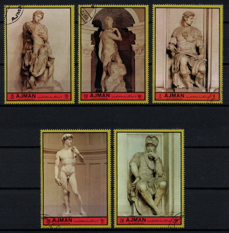 AJMAN 1972 - Michelangelo sculptures / complete set