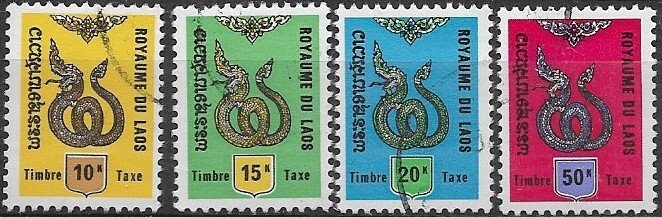 1973 Laos  Serpent Postage Due   SC# J8-J11  Used