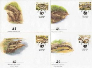 Gambia Mi.517-20 FDC WWF/Crocodiles