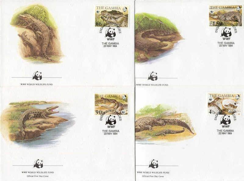 Gambia Mi.517-20 FDC WWF/Crocodiles