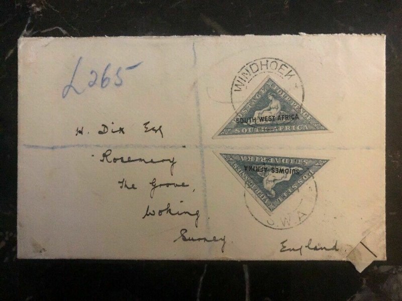 1927 Windhoek South West Africa Airmail Cover to Surrey England