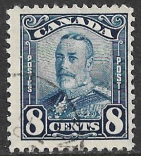 CANADA 1928-29 8c Blue KGV Portrait Issue Sc 154 VFU