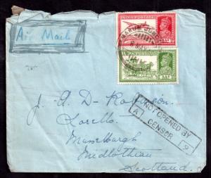 India KGVI Airmail cover 'not opened by Censor' 12A & 3A WS8430