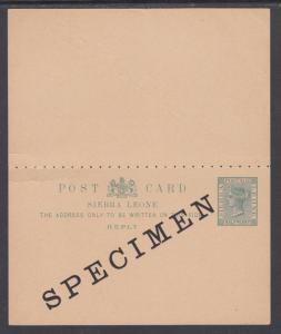 Sierra Leone H&G 6 mint 1893 ½p SPECIMEN Postal Reply Double Card