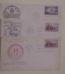 US FDC 3 DIFF.   1941-1942 CACHET ADDRESSED